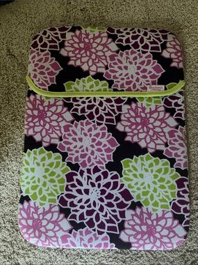 Macbeth Collection by Margaret Josephs Black Pink Lime Floral Tablet Sleeve
